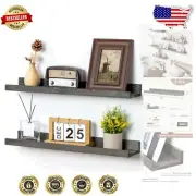 Rustic 24'' Floating Pine Wood Shelves - Set of 2 for Stylish Wall Storage
