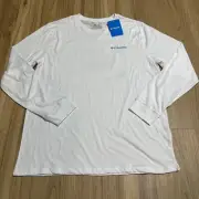 Columbia Mens White Long Sleeve Tshirt Overlander Adventure Graphic Size Large