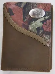 ZEP-PRO Nebraska Cornhuskers Fence Row Camo Leather Trifold Wallet Tin GIFT Box