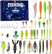 Yulokdwi Fishing Advent Calendar 2024,Christmas Countdown Advent Calendar Fishing | Fishing Advent Calendar 24 Days Fishing Lure Calendar for Freshwater Saltwater