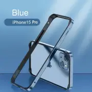 For iPhone 15 Pro 6.1" - Hard Raised Aluminum BLUE Metal BUMPER FRAME Slim Case