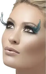 Fever Women's Eyelashes, Black with Green Feather, Contains Glue, One Size, 37133