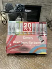Dmsky Plant Based Lip Balms 20 pcs 100 Percent Natural Cherry Lemon Mango Orange