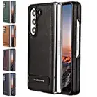 For Samsung Galaxy Z Fold 6 5 4 3 Kickstand PU Leather Electroplated Phone Case