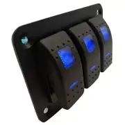 3 Gang Toggle Rocker Switch Panel Car Boat Marine RV Truck SUV Blue LED 12V-24V (for: Volvo)