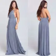 Show Me Your MuMu NWT Amanda Maxi Dress, Sz XS, Dancing Queen Shine Smoke