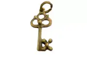Vintage Brushed Goldtone Skeleton Key Charm Pendant 1 1/8"h