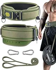 MANUEKLEAR 2-in-1 Weightlifting Belt & Dip Belt with 36.7 IN Rope, Double-Layer Weight Lifting Belts, Powerlifting Gym Weighted Belt for Pull Up Squat