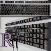104Pcs Orange Black Full Size Key PBT Double Shot Keycaps Mechanical Keyboard