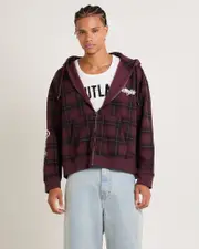 Yard Check Zip Through Hoodie
