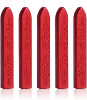 5Pcs Sealing Wax Sticks, Vintage Totem Fire Manuscript Bright Red Wax Seal Stick
