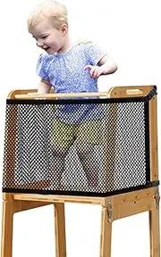 Toddler Learning Tower Safety Net,Toddler Tower Safety Net for Kids Kitchen Play,Step Tool Toddlers Tower Net with Four Sided Protection,Safety Netting for Kids Play