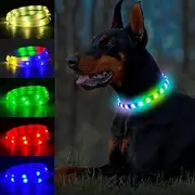 Dog Light Up Collar,Multicolor LED Dog Collar Rechargeable USB C,Rainproof Lighted Dog Glow Collar for Night Walking Cuttable for Large Medium Small Dogs Pet