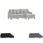 3-Seater Sofa with Footstool Settee Couch Lounge Sofa Light Grey Velvet vidaXL