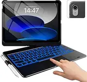typecase Keyboard Case for iPad 10th Generation (10.9", 2022) & iPad 11" (A16, 2025) - with Multi-Touch Touchpad, 360° Rotation, RGB Backlight, Pen Holder, QWERTZ - Black