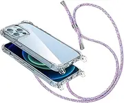 Crossbody Case Compatible with iPhone Xs/X,Clear Shell with Neck Cord Lanyard Strap,Transparent Blue rainbow