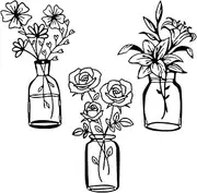 3-piece Black Metal Flowers Wall Art Decor Minimalist Vase Wall Art Metal Wall Sculptures Home Decor Floral Magnolia Daisy for Indoor Kitchen Bathroom Bedroom Living Room,11.8x7 inches,Set A