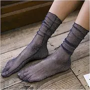 [ESOMAVRIX] Sexy Charming Thin Light Gold Silver Stockings Transparent Stocking for Female Ladies /1641