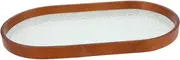 SHOWERORO Elegant Glass Fruit Platter Wooden Rim Reusable Snack Serving Tray for Home Dec