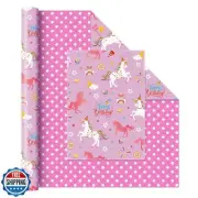 WERNNSAI 17”x 66 ft Unicorn Gift Wrapping Paper Jumbo Roll - 1 Roll Happy Bir