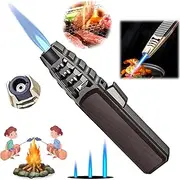 zmiao Portable Brightfire, Turbine Jet Bright Fire Lighter, Windproof Straight Torch Blue Flame Lighter, Wind Resistant Bright Fire Lighter, Torch lighters Butane refillable for Men (Black)