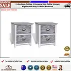 2x Bedside Tables 2 Drawers Side Table Storage Nightstand Grey & White Bedroom