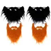 4PCS Facial Hair Costume Natural Santa Beard Artificial Beards Mustaches