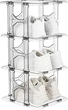 Luxshiny Outdoor Shoe Storage 4 Tier Shoe Rack Plastic Vertical Shoe Rack Shoe Cabinet Space Multi Layer Space Saving Shoe Shelf Sneaker Tower Shoes Organizer for Entryway Closet