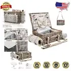 19-Piece Elegant Wicker Picnic Basket Set with Blanket for 2 - Ideal for Romance
