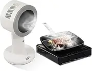 Portable Range Hood With Rechargeable Battery - 2+ Hours Runtime, Removable Aluminum Filter, Mobile Kitchen Exhaust Fan for Indoor Outdoor Barbecue Hot Pot (White)