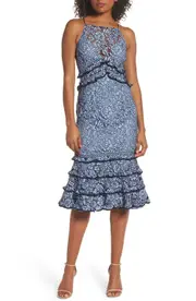 Keepsake the Label Catch Me Ruffle Lace Sheath Dress