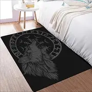 Vikings Area Rug for Bedroom Living Room, Norse Mythology Print Floor Throw Mat Modern Aesthetic Home Decor(Color:Odin's Wolf,Size:120 x 160CM)