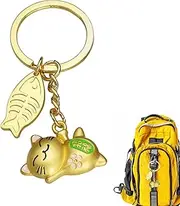 [Generic] Golden Cat Keychian,Chinese Cute Lucky Cat Key Chain Goodie Bags - Gold Key Rings Women Anime Keychain Cute Purse Charm for Women