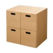 MUJI STACKABLE WOOD CHEST 4 SQUARE DRAWERS OAK 14 x 14 x 11 New Japan
