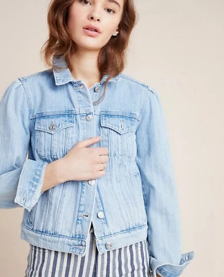 Anthropologie PAIGE Rowan Striped Denim Jacket Size S nwt