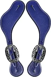 BLACK HOOF Bridle Leather Metallic Spur Straps, Adjustable Boot Straps,Two Ply Spur Straps for Western Women Men Horse Riding.