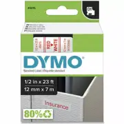 Dymo DYM45015 LabelManager 300 D1 Label Tape, 1/2" x 23 ft, Red on White