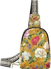[Amooorous] Trendy Oil Painting with Colorful Retro Flowers crossbody bag men multipurpose small sling bag for day pack, Oil painting with colorful retro flowers, 1 size