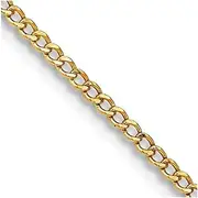 [JewelryWeb] 14k Gold 1.85mm Semi solid Curb Link Chain Necklace Jewelry for Women - Length Options: 41 46 51 56 61 66 71