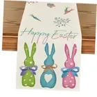 Green Blue Pink Rabbit Bunny Happy 13" x 60", Table Runner Green/Blue/Pink