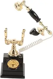 Kisangel 1:12 Scale Retro Miniature Phone Vintage Telephone Dollhouse Accessory Toy Landline Phone for Decor Black for Collectors
