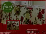 Christmas Food Network Juniper Berry 70 in Round Tablecloth NWT