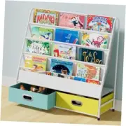 Kids Bookshelf - 4 Tier Small Bookcase for Kids Room, Metal 32.5"W x 32.5"H