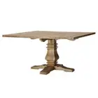French Provincial Chateau Pedestal Square Dining Table Elm Antique Brown