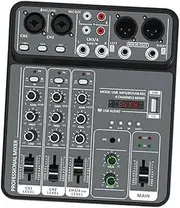 kowaku 4-channel Sound Mixer Sounds Mixer Board 48V Power Easy to Carry Sound Console System Mixing Sound Board for Party Broadcast