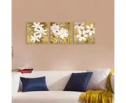 Flower Pattern Canvas Wall Art Painting Printed Picture Home Office Decor (3PCS 50*50cm)