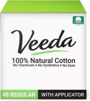 Veeda 100% Natural Cotton Tampons - Regular Absorbency with Leak Proof Protectio