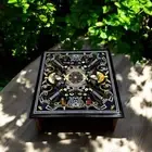 24" Square Black Marble Coffee Table Semi Precious Stone Marquetry Arts Home Dec