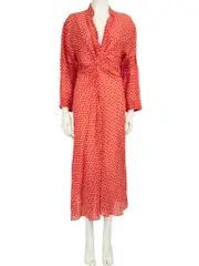 Red Heart Patterned Midi Dress