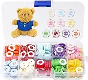 Buttons for Knitting 300 PCS Colorful Craft Buttons 2 Hole Double Flower Buttons Round Resin Buttons for Sewing Crafting Baby Cardigans Assorted Buttons with Plastic Storage Box